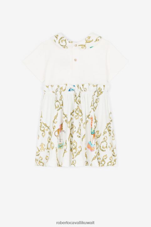 Roberto Cavalli فتيات بيانكو بنطال رياضي من القطن بطبعة تخريمية ملابس 4H40H1275