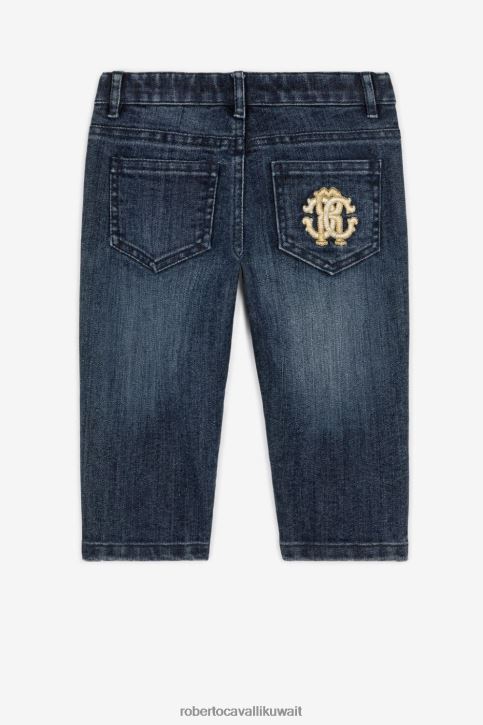 Roberto Cavalli فتيات بيانكو فستان بطباعة مونوغرام آر سي وطباعة تخريمية ملابس 4H40H1277