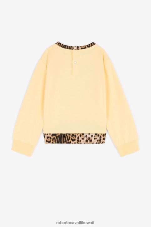 Roberto Cavalli فتيات كاري فستان من القطن بطبعة مونوغرام ملابس 4H40H1279