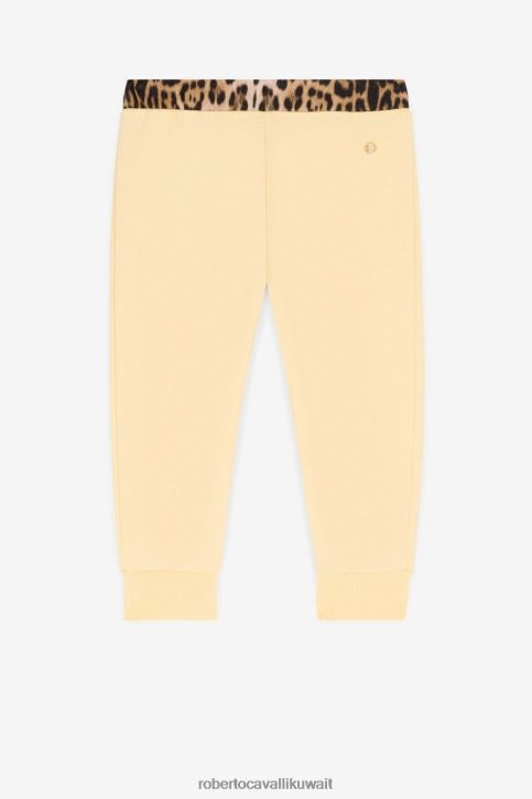 Roberto Cavalli فتيات كاري بنطال رياضي من القطن بتطريز مونوغرام ملابس 4H40H1281