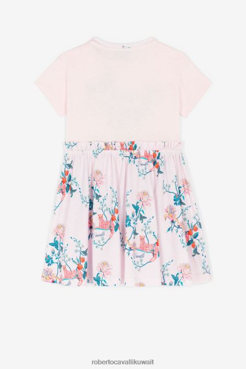 Roberto Cavalli فتيات بودر/ناتشورال فستان من القطن بطبعات الأزهار والفهد ملابس 4H40H1289