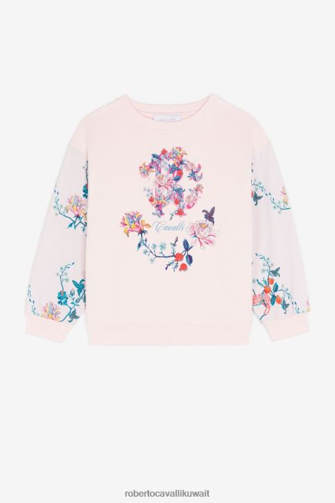 Roberto Cavalli فتيات لون القرنفل سويت شيرت بطبعة مونوغرام ملابس 4H40H1292