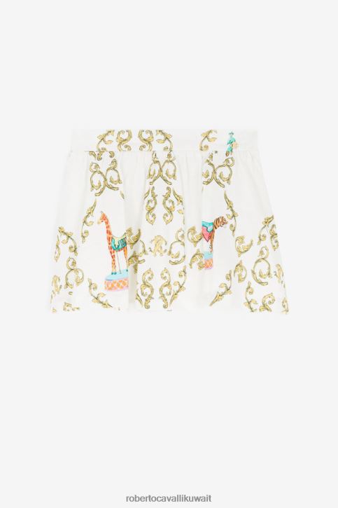 Roberto Cavalli فتيات أبيض تنورة بطبعة تخريمية ملابس 4H40H1295