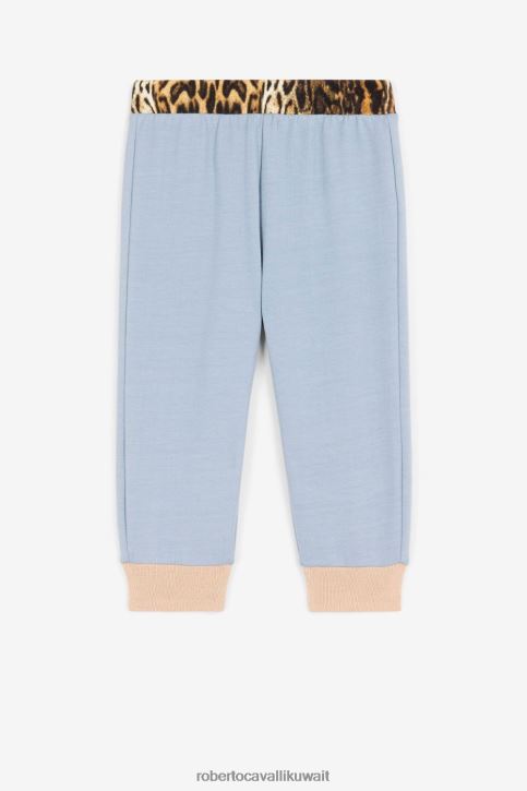 Roberto Cavalli فتيات مسحوق أزرق/المنصة بنطال رياضي بطبعة قطط ملابس 4H40H1298