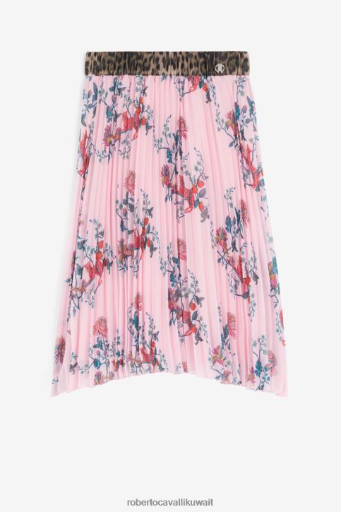 Roberto Cavalli فتيات لون القرنفل تنورة مطوية بطبعة زهور ملابس 4H40H1302