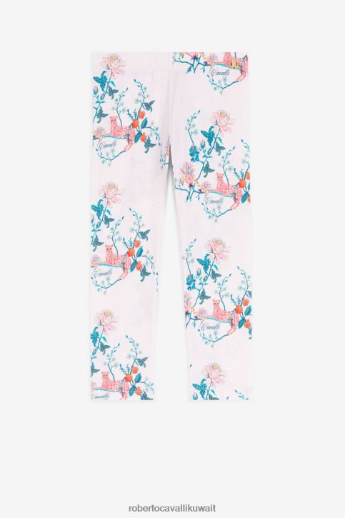 Roberto Cavalli فتيات لون القرنفل طماق قطنية بطبعة زهور ملابس 4H40H1303