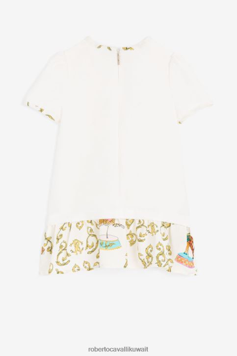 Roberto Cavalli فتيات بودر/ناتشورال فستان بطبعة الفهد ومونوغرام آر سي ملابس 4H40H1308