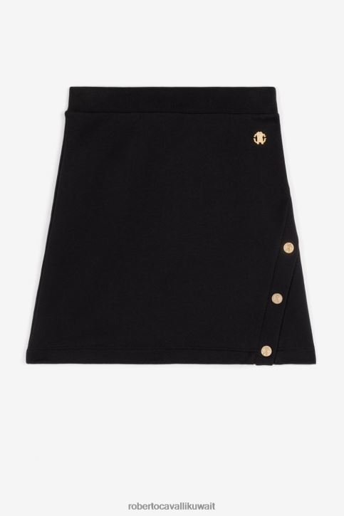 Roberto Cavalli فتيات أسود تنورة قطنية مزينة بأزرار ملابس 4H40H1317