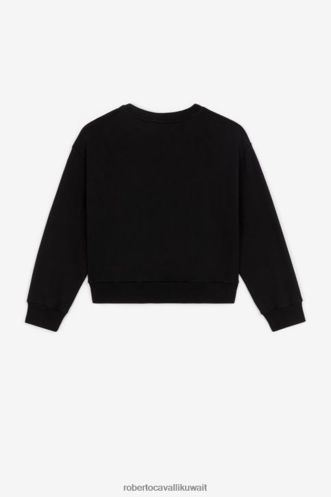 Roberto Cavalli فتيات أسود تنورة قطنية مزينة بأزرار ملابس 4H40H1317