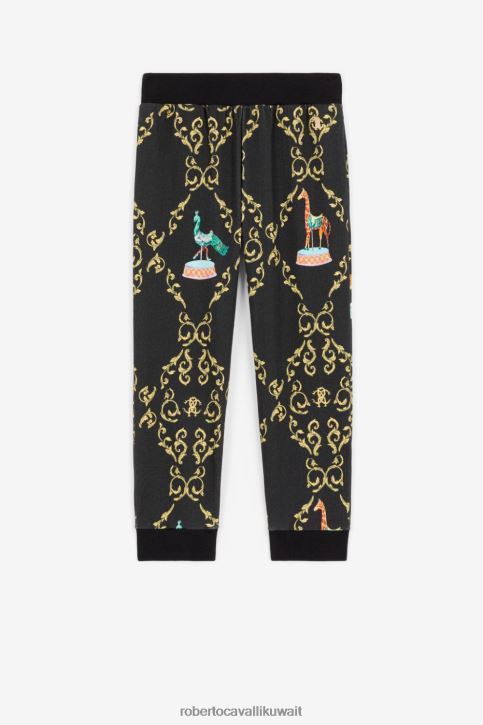 Roberto Cavalli فتيات أسود بنطال رياضي بطبعة الباروك ملابس 4H40H1320