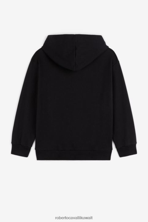 Roberto Cavalli فتيات أسود تنورة مطوية بطبعة تخريمية ملابس 4H40H1322