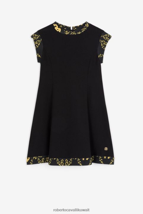 Roberto Cavalli فتيات أسود فستان بطبعة باروكية ملابس 4H40H1325