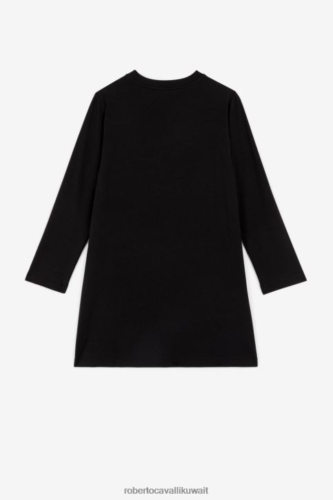 Roberto Cavalli فتيات أسود فستان بطبعة باروكية ملابس 4H40H1325