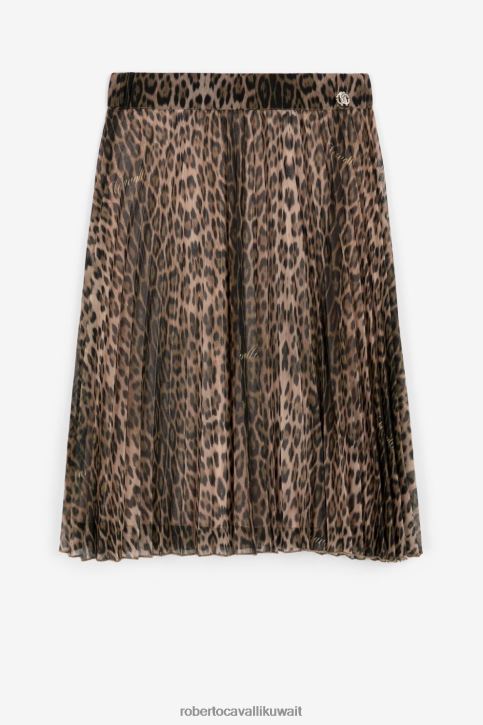 Roberto Cavalli فتيات طبيعي تنورة مطوية بطبعة الفهد ملابس 4H40H1328