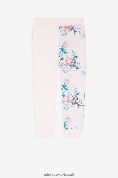 Roberto Cavalli فتيات لون القرنفل بنطال رياضي قطن بطبعة زهور ملابس 4H40H1335