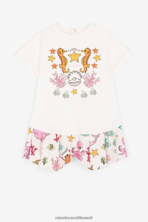 Roberto Cavalli فتيات أزرق فستان بأكمام قصيرة وطبعة مائية ملابس 4H40H1371