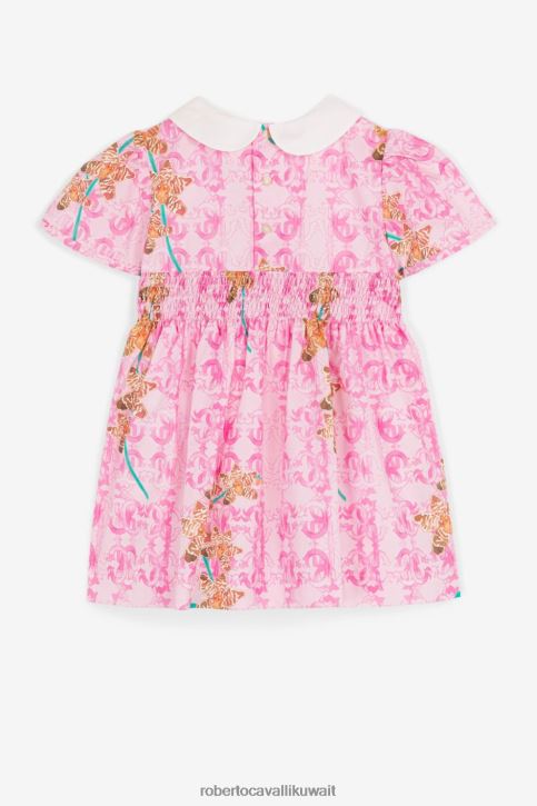 Roberto Cavalli فتيات أزرق فستان بأكمام قصيرة وطبعة مائية ملابس 4H40H1371