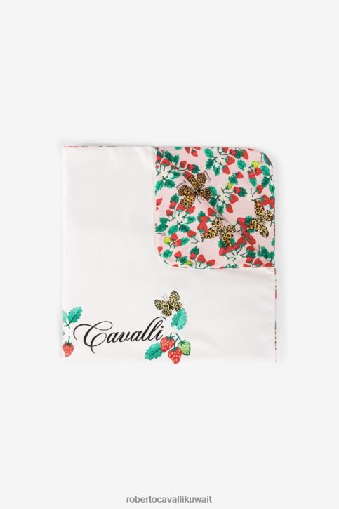 Roberto Cavalli فتيات أزرق بطانية أطفال مطرزة بالفراولة والفراشة مُكَمِّلات 4H40H1373