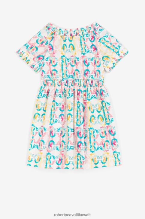 Roberto Cavalli فتيات لون القرنفل فستان تي شيرت بطبعة زهور وشعار الماركة ملابس 4H40H1374