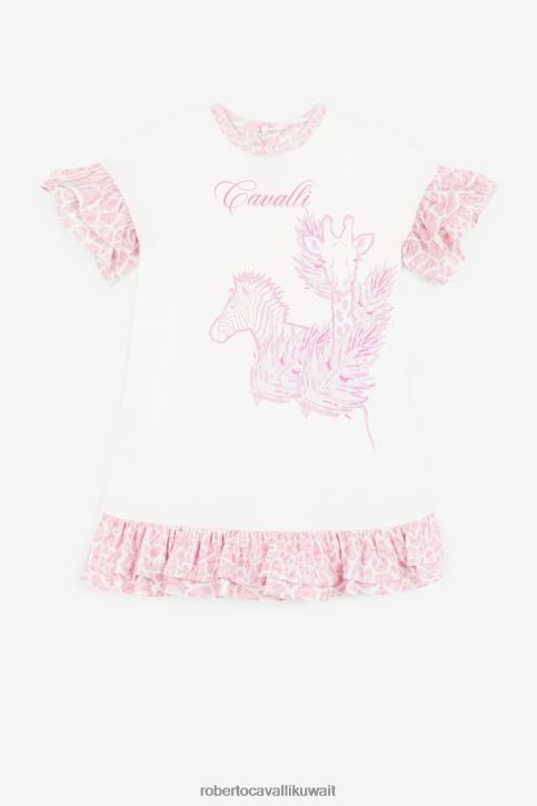 Roberto Cavalli فتيات أزرق فستان بطبعات الحمار الوحشي والزرافة ملابس 4H40H1381