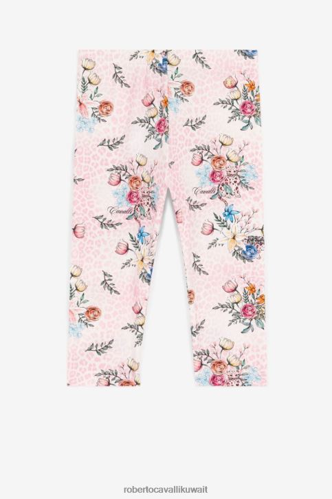 Roberto Cavalli فتيات سيدة الوردي طماق قطنية بطبعات جاكوار وزهور ملابس 4H40H1387