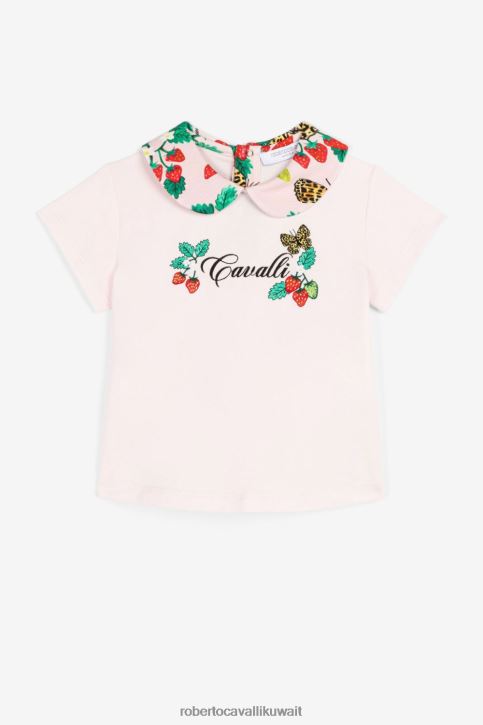 Roberto Cavalli فتيات لون القرنفل قمة مطرزة بالفراشة والفراولة ملابس 4H40H1388
