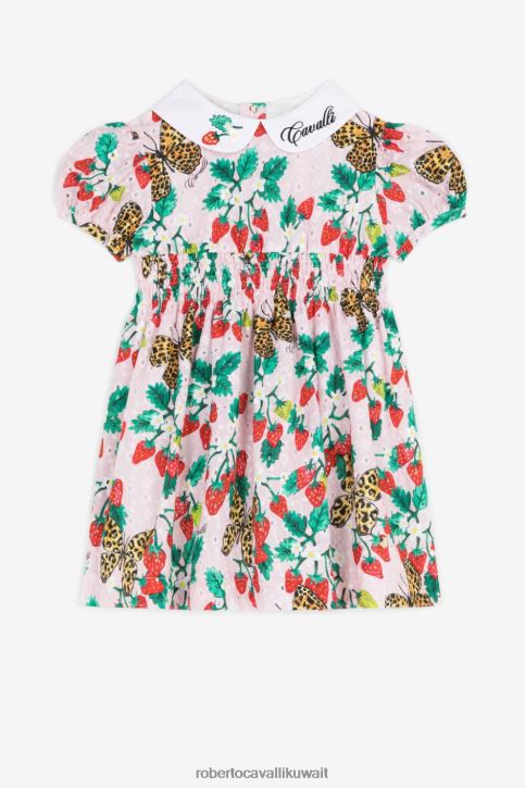 Roberto Cavalli فتيات سيدة الوردي فستان بطبعات الفراشة والفراولة ملابس 4H40H1391
