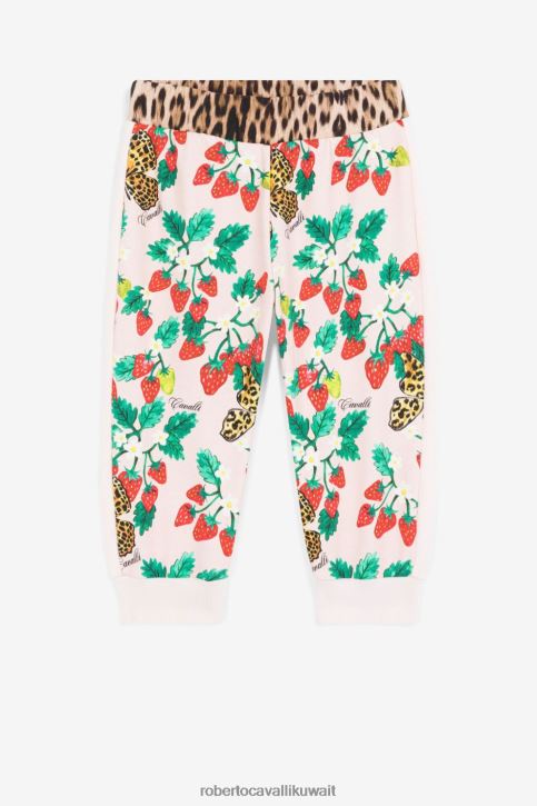 Roberto Cavalli فتيات سيدة الوردي بنطال رياضي بطبعات الفراشة والفراولة ملابس 4H40H1392