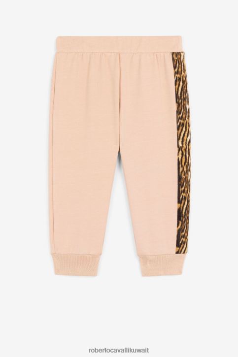 Roberto Cavalli فتيات مسحوق وردي بنطال رياضي بطبعة قطط ملابس 4H40H1399