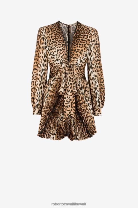 Roberto Cavalli نحيف طبيعي فستان قصير بطبعة جلد الفهد ملابس 4H40H14