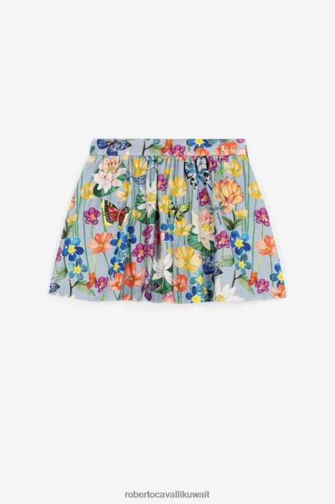 Roberto Cavalli فتيات مسحوق أزرق/المنصة تنورة بطبعة زهور ملابس 4H40H1405