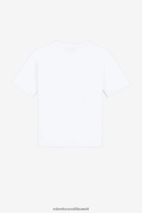 Roberto Cavalli فتيات أزرق تيشيرت بطبعة الفراشة والفراولة ملابس 4H40H1407