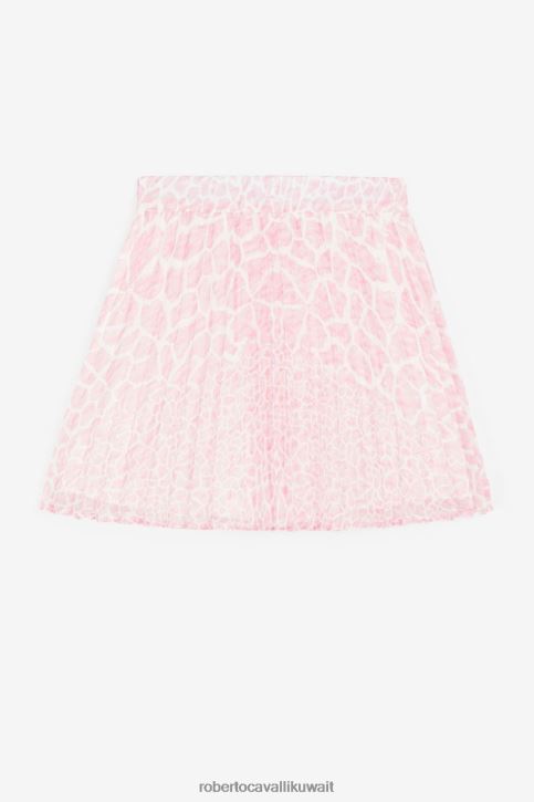 Roberto Cavalli فتيات أبيض تنورة بطبعة زرافة وكسرات ملابس 4H40H1410