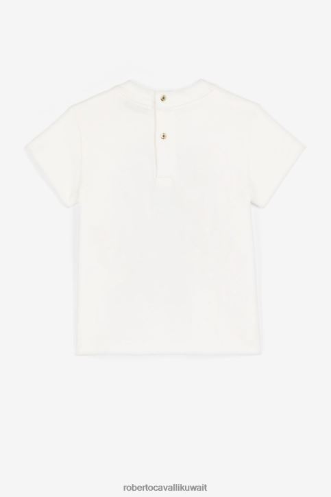 Roberto Cavalli فتيات أبيض تنورة بطبعة زرافة وكسرات ملابس 4H40H1410