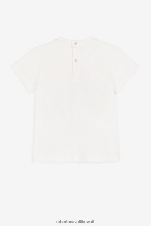 Roberto Cavalli فتيات أزرق تيشيرت بطبعة الحياة البرية والزهور ملابس 4H40H1411