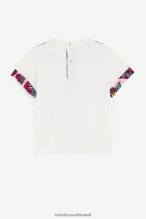 Roberto Cavalli فتيات أزرق تيشيرت بطبعة الزرافة والشعار ملابس 4H40H1415