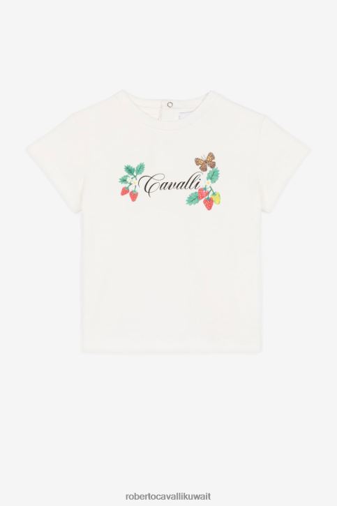Roberto Cavalli فتيات أزرق تيشيرت بطبعة شعار ملابس 4H40H1418