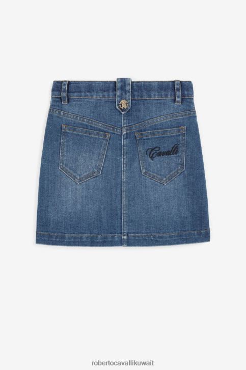 Roberto Cavalli فتيات أزرق تيشيرت بطبعة شعار ملابس 4H40H1418