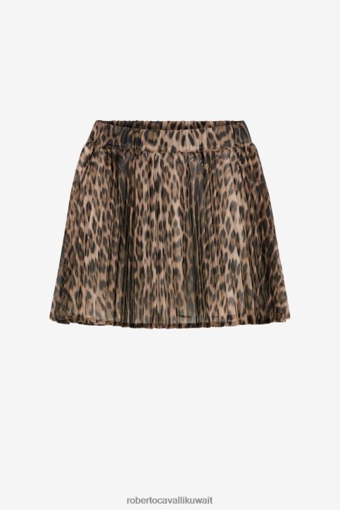 Roberto Cavalli فتيات أزرق تي شيرت قطن بطبعة صغرية ملابس 4H40H1423