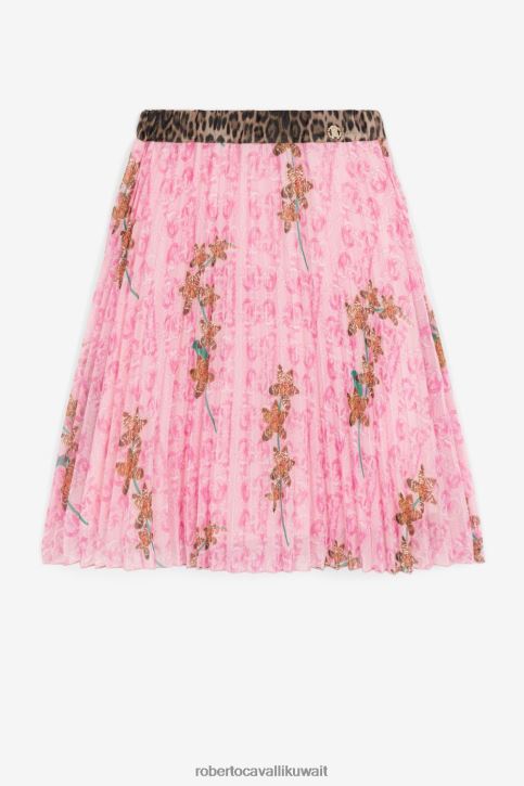 Roberto Cavalli فتيات سيدة الوردي تنورة ميدي مطوية بالكامل ملابس 4H40H1428