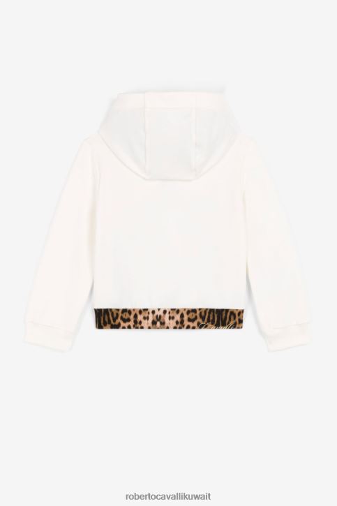 Roberto Cavalli فتيات قبالة الأبيض تي شيرت قطن بطبعة زهور ملابس 4H40H1431