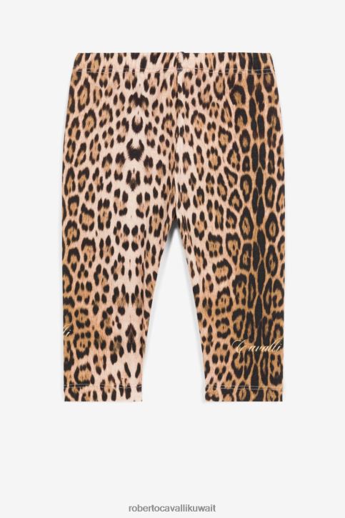 Roberto Cavalli فتيات أزرق هودي من القطن بطبعة الفهد والتخريم ملابس 4H40H1432