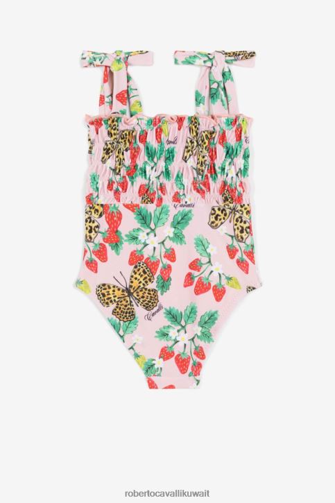 Roberto Cavalli فتيات أصفر ملابس سباحة جاكوار وطبعة زهور ملابس 4H40H1437