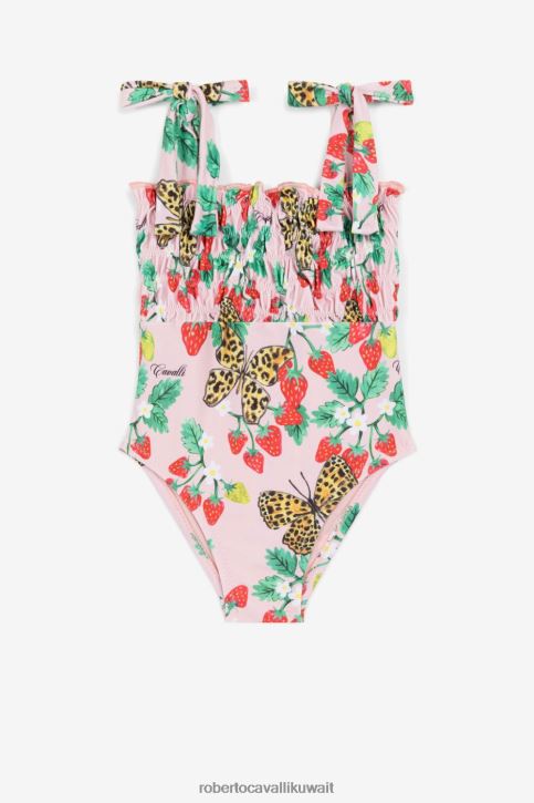 Roberto Cavalli فتيات سيدة الوردي ثوب سباحة بطبعة فراشة وفراولة ملابس 4H40H1438