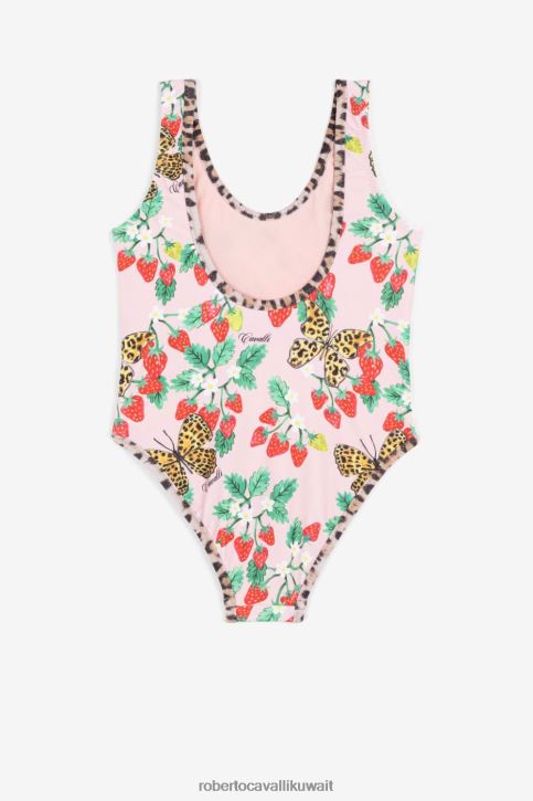 Roberto Cavalli فتيات سيدة الوردي ثوب سباحة بطبعة فراشة وفراولة ملابس 4H40H1438
