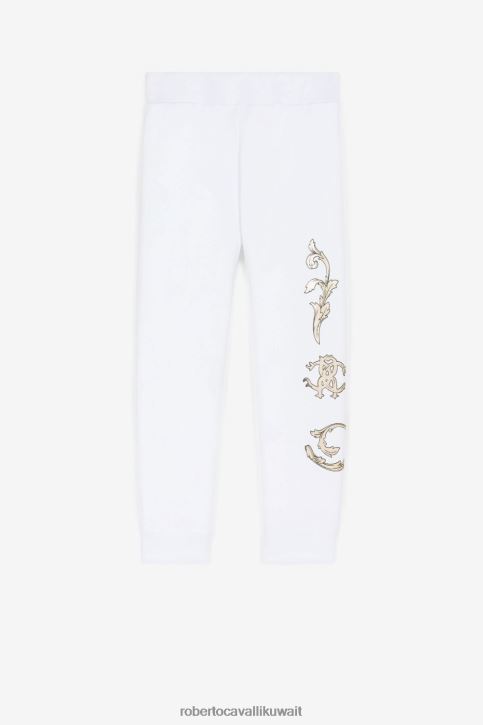 Roberto Cavalli فتيات قبالة الأبيض بنطال رياضي بطبعة مونوغرام ملابس 4H40H1442