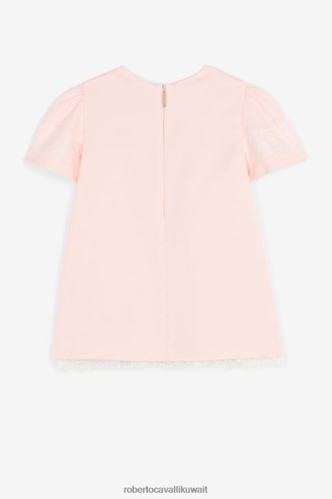 Roberto Cavalli فتيات أزرق فستان دانتيل مطرز بنقش المونوغرام ملابس 4H40H1445