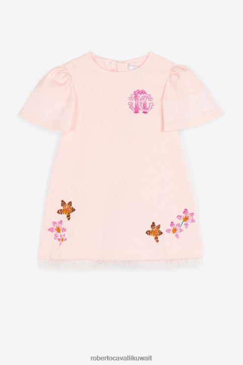 Roberto Cavalli فتيات لون القرنفل فستان مزين بالدانتيل ومطرز بالزهور ملابس 4H40H1446