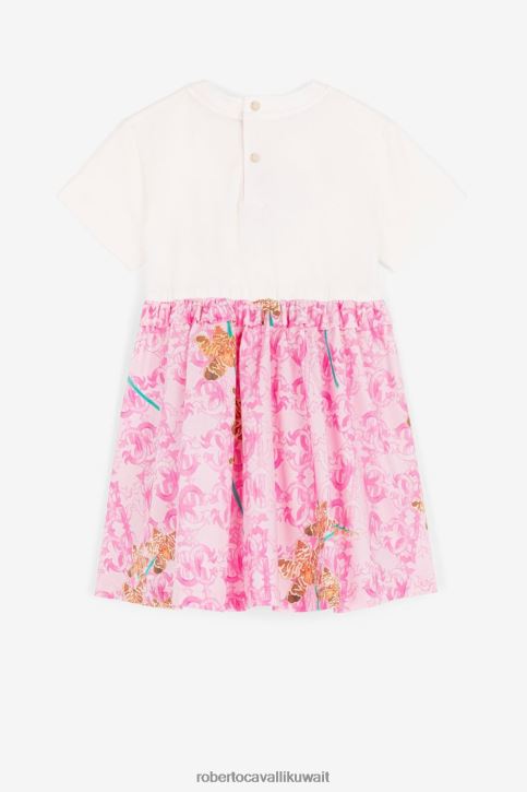 Roberto Cavalli فتيات لون القرنفل فستان مزين بالدانتيل ومطرز بالزهور ملابس 4H40H1446