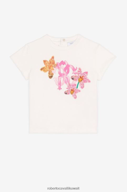 Roberto Cavalli فتيات أزرق تيشيرت بأكمام قصيرة وطبعة مونوغرام ملابس 4H40H1449